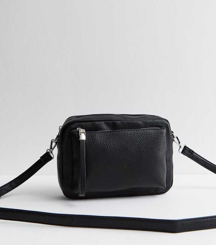 Black Faux Leather Crossbody Bag
