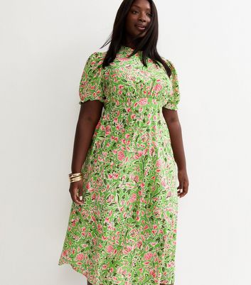 green floral midi dress | New Look