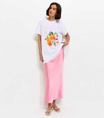 Pink Satin Bias Cut Midi Skirt