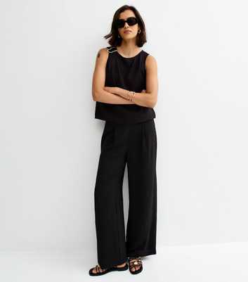 Black Loose Fit Wide Leg Trousers