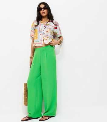 Green Loose Fit Wide Leg Trousers