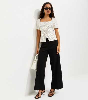 Petite Black Jersey Wide Leg Trousers