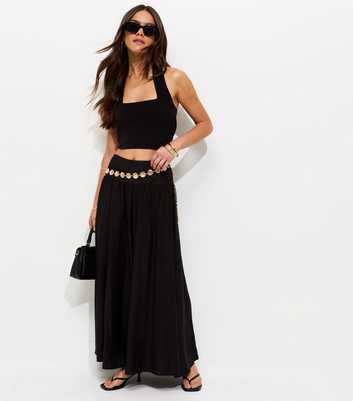Petite Black Palazzo Wide Leg Trousers