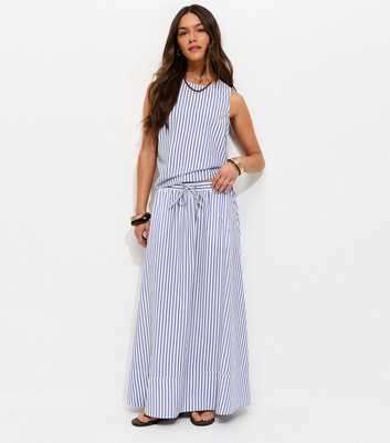 Petite Blue Striped Seersucker Circle Skirt