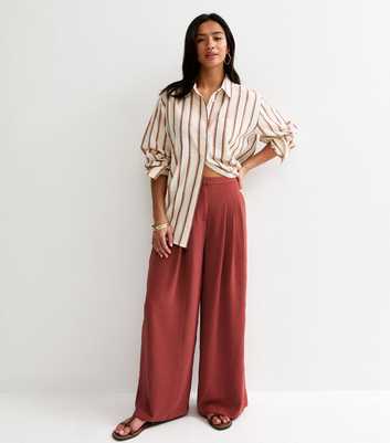 Petite Rust Pleated Wide Leg Trousers