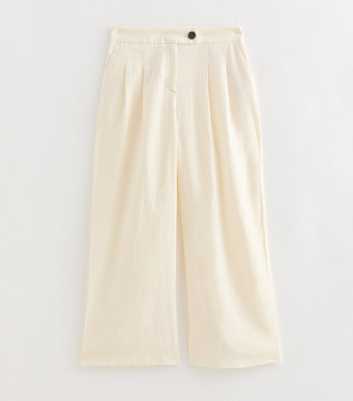 Petite White Linen Rich Tailored Trousers