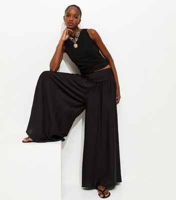 Black Wide Leg Palazzo Trousers