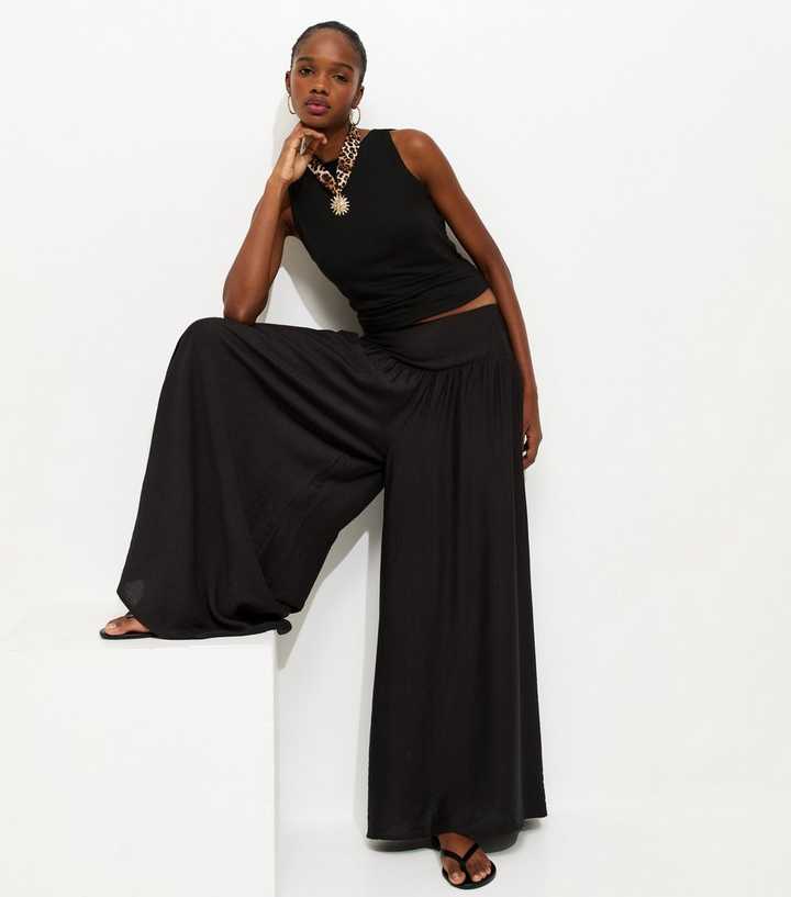 Black Wide Leg Palazzo Trousers