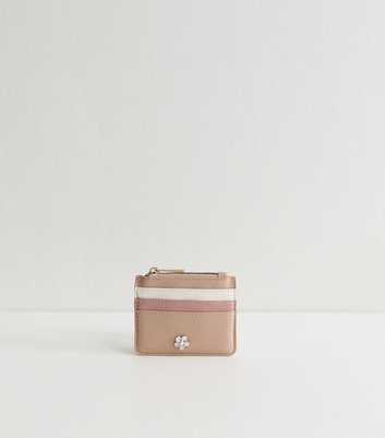 Pink Faux Leather Colour Block Card Holder