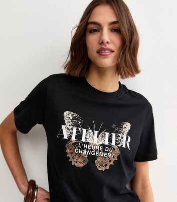 Black Foil Butterfly Relaxed T-Shirt