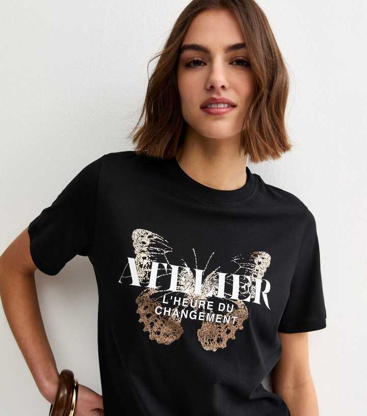 Black Foil Butterfly Relaxed T-Shirt