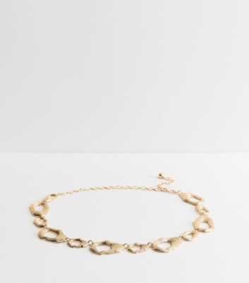 Gold Tone Irregular Oval Ring Chain Belt