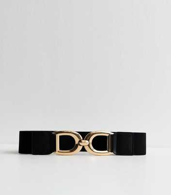 Black Stretchy Double Buckle Waist Belt
