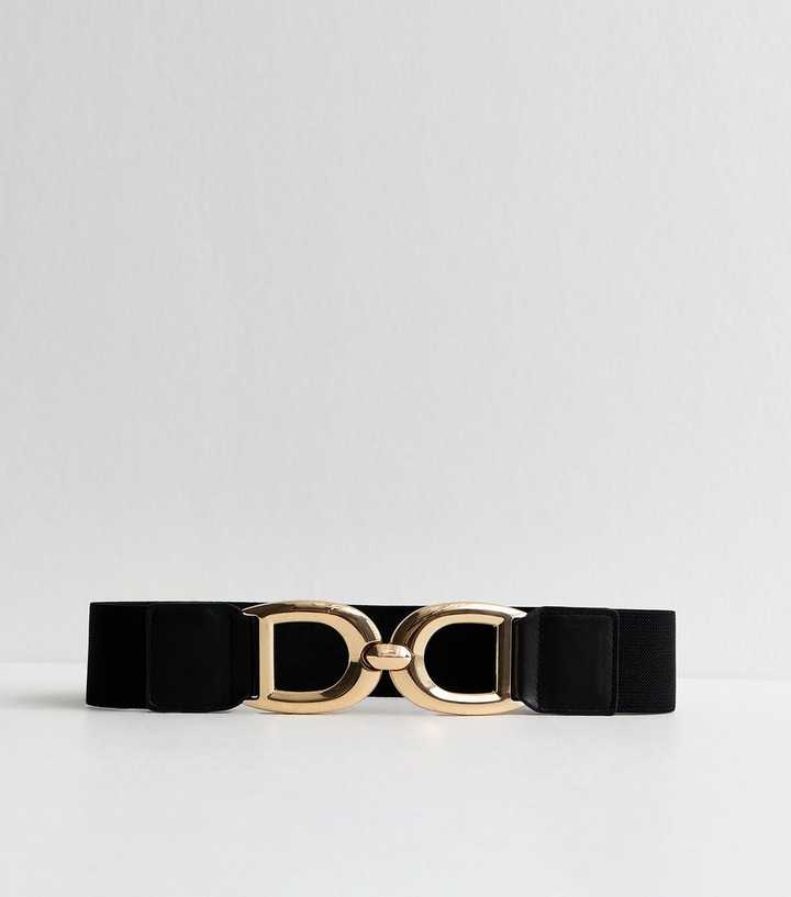 Black Stretchy Double Buckle Waist Belt