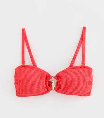 Coral Crinkle O-Ring Bandeau Bikini Top