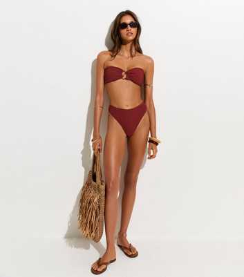 Rust Crinkled High Leg Hipster Bikini Bottoms