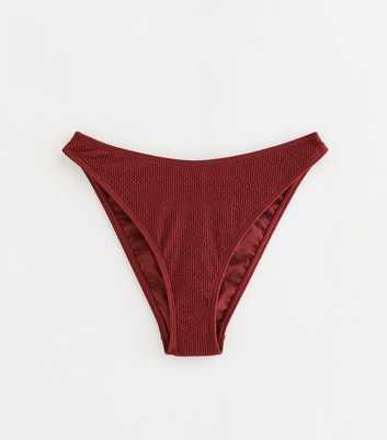 Rust Crinkled High Leg Hipster Bikini Bottoms