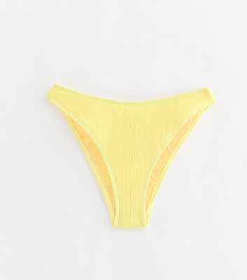 Yellow Crinkle High Leg Hipster Bikini Bottoms