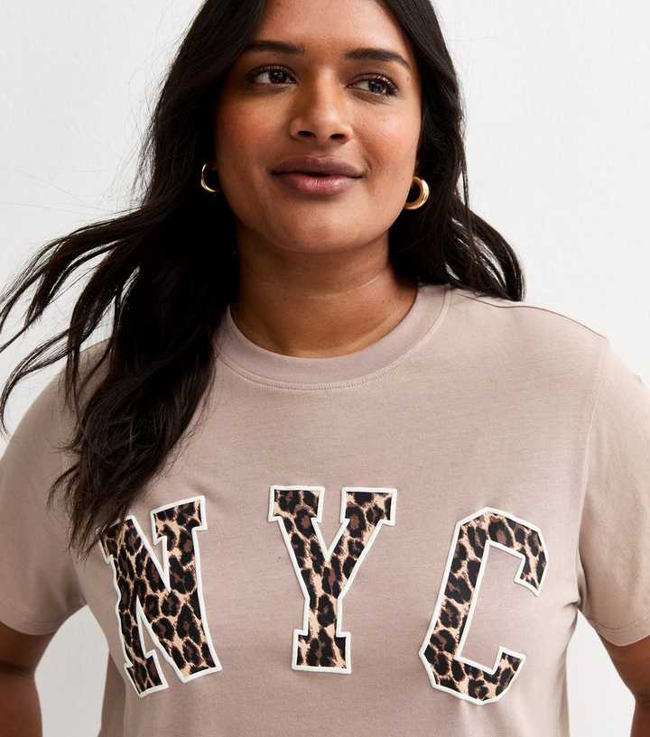 Curves Mink NYC Leopard Print Logo T-Shirt