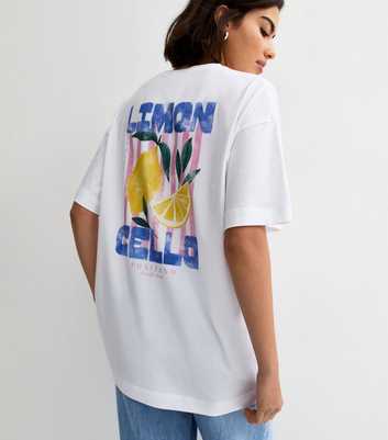 White Limoncello Print Oversized T-Shirt