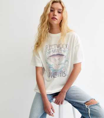 White Fleetwood Mac Dreams Print Oversized T-Shirt