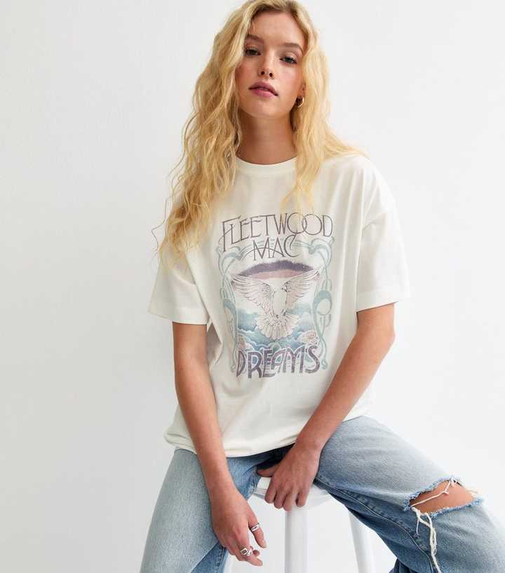 White Fleetwood Mac Dreams Print Oversized T-Shirt