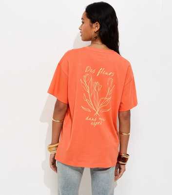 Bright Orange Sketchy Tulip Oversized T-Shirt