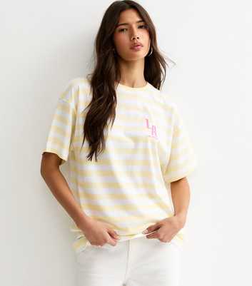 Yellow Striped LA Print Oversized T-Shirt