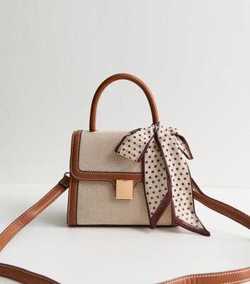 Stone Canvas Scarf Top Handle Bag