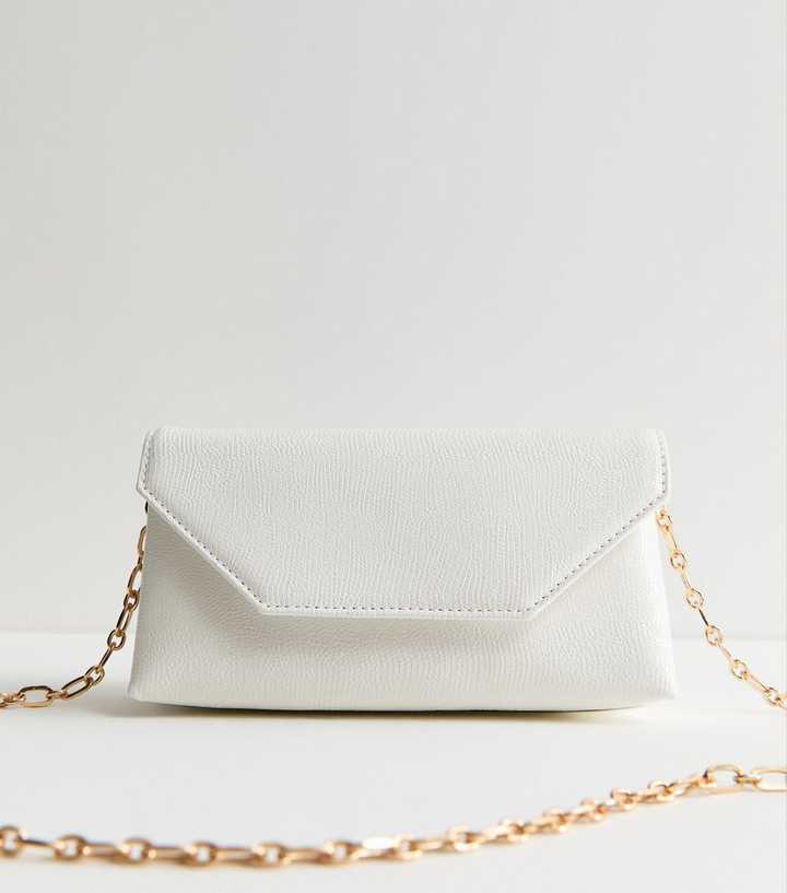 White Lizard Effect Faux Leather Clutch