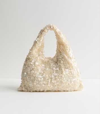 Cream Sequinned Grab Bag