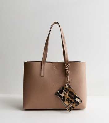 Camel Faux Leather Triple Compartment Tote Bag