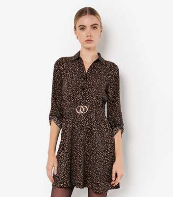 Apricot Brown Petal Circle Belt Dress