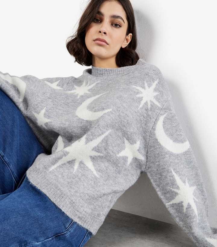 Apricot Light Grey Constellation Jumper
