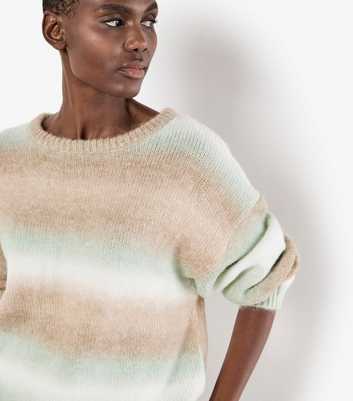 Apricot Light Green Space Dye Stripe Jumper