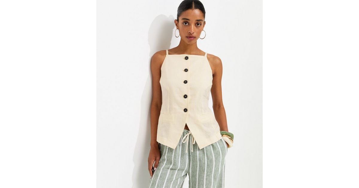 White Linen Rich Thin Strap Waistcoat