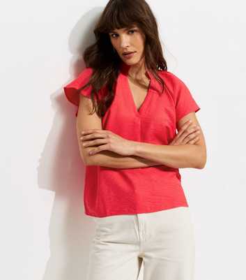 Tall Dark Pink Flutter Sleeve Blouse