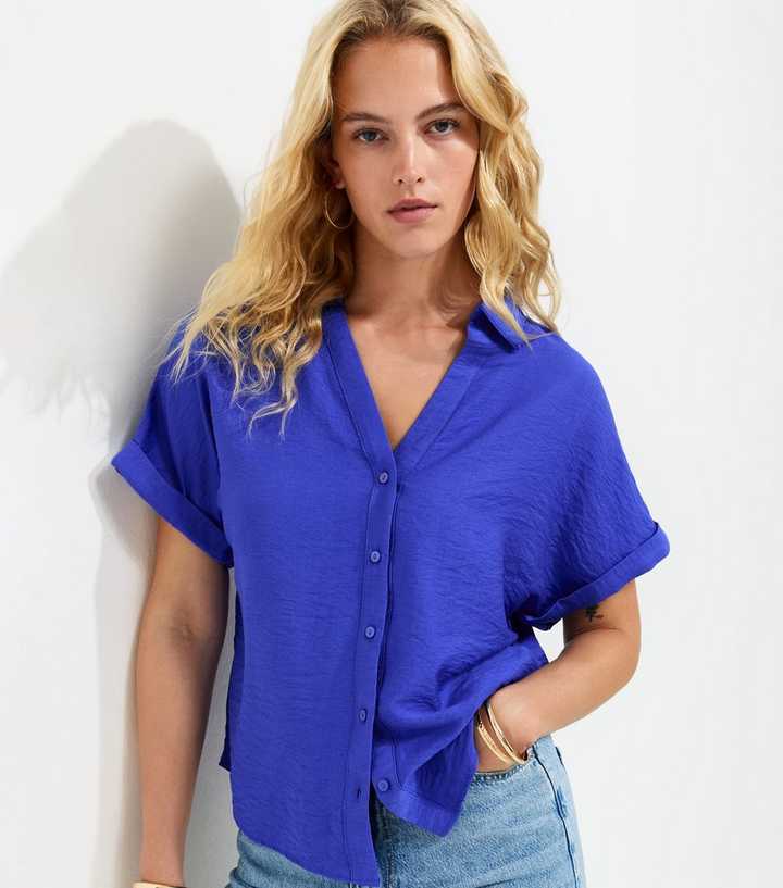 Tall Dark Blue Plain Short Sleeve Shirt