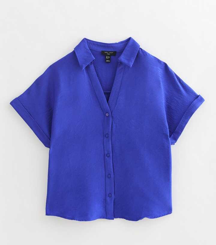Tall Dark Blue Plain Short Sleeve Shirt