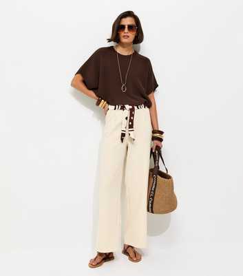 Stone Tailored Wide Leg Scarf Belt Trousers