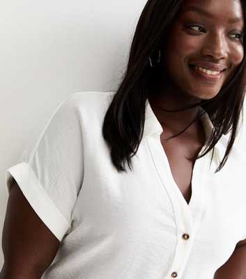 Curves White Plain Short Sleeve Shirt