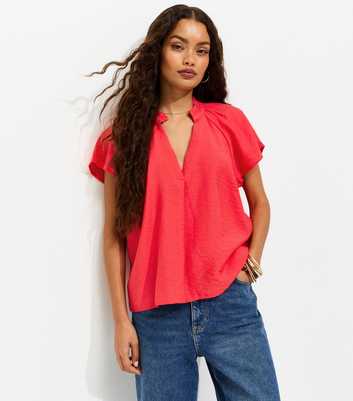 Petite Dark Pink Flutter Sleeve Blouse