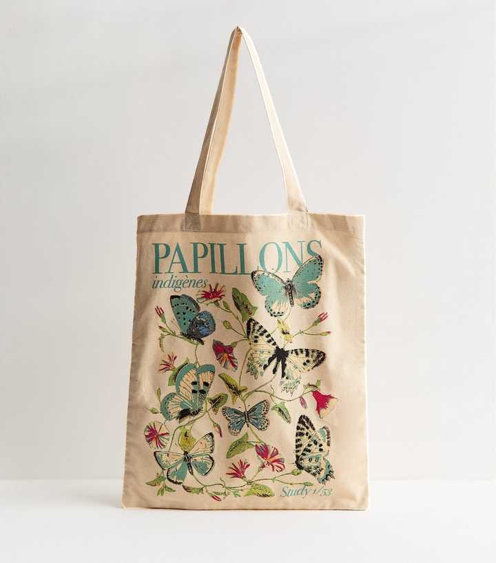 Stone Papillons Butterfly Print Tote Bag