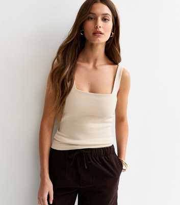 Premium Off White Square Neck Top