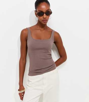 Premium Light Brown Square Neck Top
