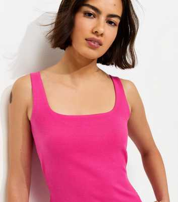 Premium Bright Pink Square Neck Top