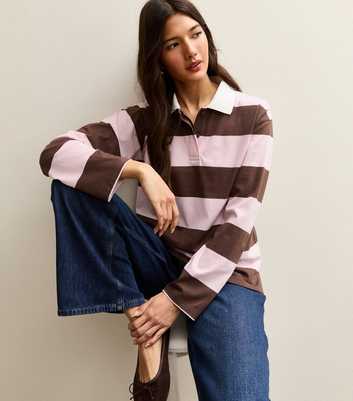 Pink Wide Stripe Rugby Top