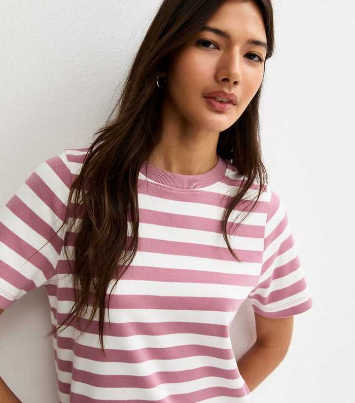 Premium Pink Heavyweight Cotton Striped T-Shirt