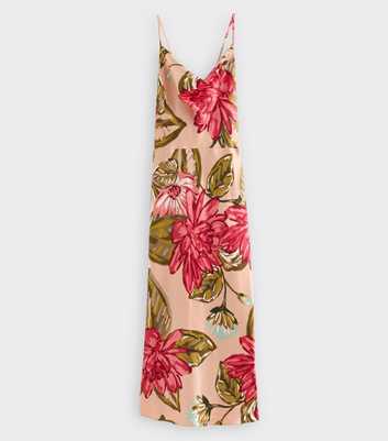Curves Orange Floral Slip Midi Dress
