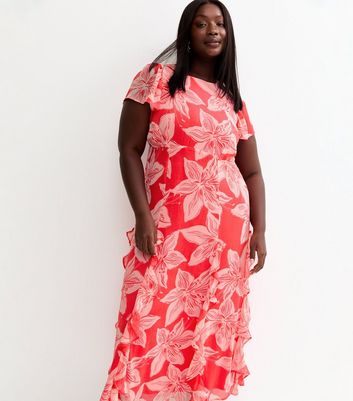pink chiffon dress | New Look